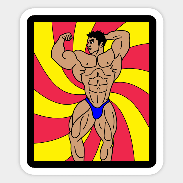 Retro Bodybuilding Lifting Weights Sticker by flofin